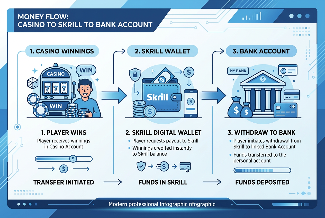 Infografika przepływu środków Skrill